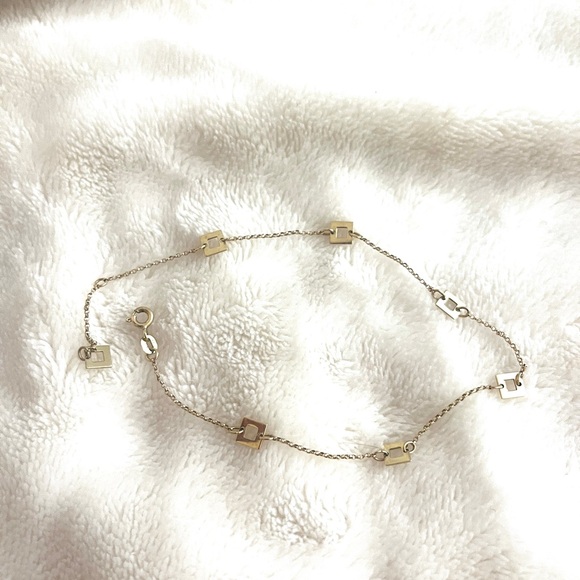 Littman Jewelers Gold 14KT anklet square detail - Picture 1 of 5
